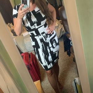 Black and white modern geometric bodycon dress